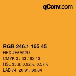 カラーコード: RGB 246.1 165 45 | qconv.com