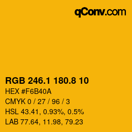 カラーコード: RGB 246.1 180.8 10 | qconv.com