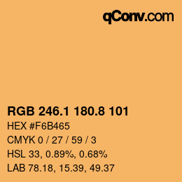 カラーコード: RGB 246.1 180.8 101 | qconv.com