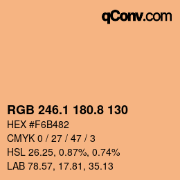 Color code: RGB 246.1 180.8 130 | qconv.com