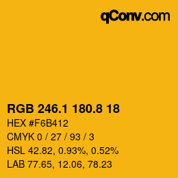 カラーコード: RGB 246.1 180.8 18 | qconv.com