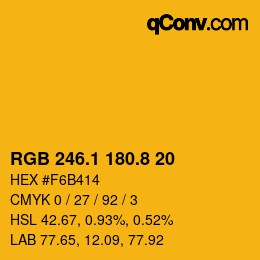 カラーコード: RGB 246.1 180.8 20 | qconv.com
