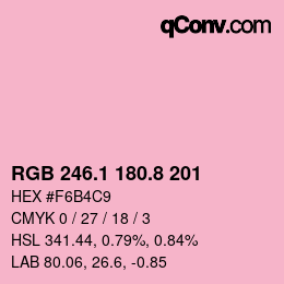 Color code: RGB 246.1 180.8 201 | qconv.com