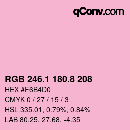 カラーコード: RGB 246.1 180.8 208 | qconv.com