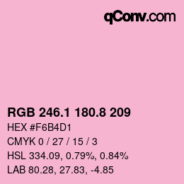 カラーコード: RGB 246.1 180.8 209 | qconv.com