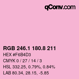 カラーコード: RGB 246.1 180.8 211 | qconv.com