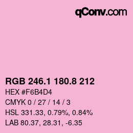 カラーコード: RGB 246.1 180.8 212 | qconv.com