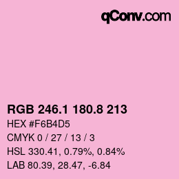 カラーコード: RGB 246.1 180.8 213 | qconv.com