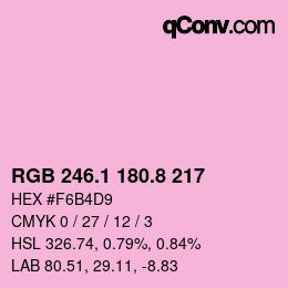 カラーコード: RGB 246.1 180.8 217 | qconv.com