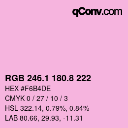 カラーコード: RGB 246.1 180.8 222 | qconv.com