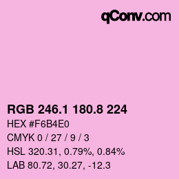 カラーコード: RGB 246.1 180.8 224 | qconv.com