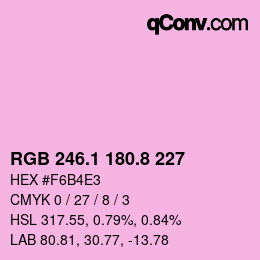 カラーコード: RGB 246.1 180.8 227 | qconv.com