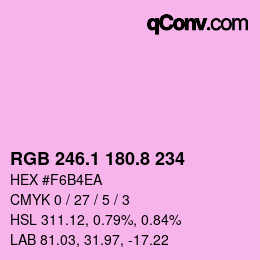 カラーコード: RGB 246.1 180.8 234 | qconv.com