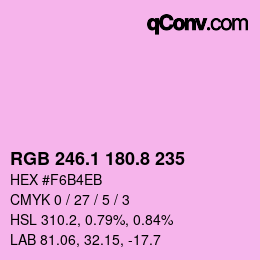 カラーコード: RGB 246.1 180.8 235 | qconv.com