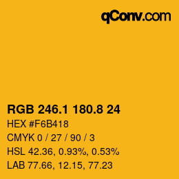 カラーコード: RGB 246.1 180.8 24 | qconv.com