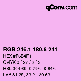 カラーコード: RGB 246.1 180.8 241 | qconv.com