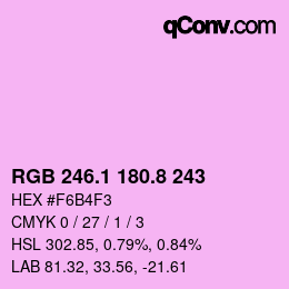 カラーコード: RGB 246.1 180.8 243 | qconv.com