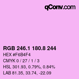 カラーコード: RGB 246.1 180.8 244 | qconv.com