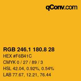 カラーコード: RGB 246.1 180.8 28 | qconv.com
