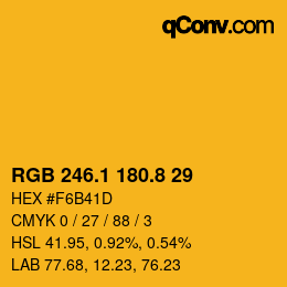 カラーコード: RGB 246.1 180.8 29 | qconv.com