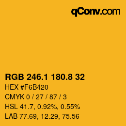 カラーコード: RGB 246.1 180.8 32 | qconv.com