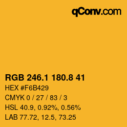 カラーコード: RGB 246.1 180.8 41 | qconv.com
