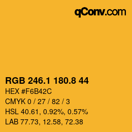 カラーコード: RGB 246.1 180.8 44 | qconv.com