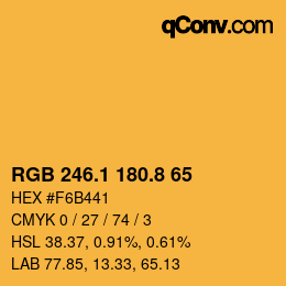 Color code: RGB 246.1 180.8 65 | qconv.com