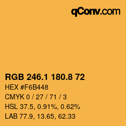 Color code: RGB 246.1 180.8 72 | qconv.com