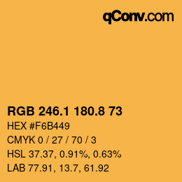 Color code: RGB 246.1 180.8 73 | qconv.com