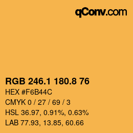 Color code: RGB 246.1 180.8 76 | qconv.com