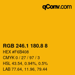 カラーコード: RGB 246.1 180.8 8 | qconv.com