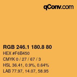 Color code: RGB 246.1 180.8 80 | qconv.com