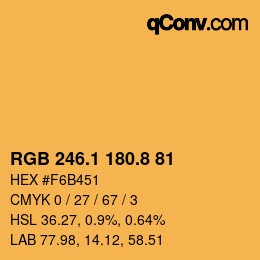Color code: RGB 246.1 180.8 81 | qconv.com