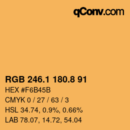 カラーコード: RGB 246.1 180.8 91 | qconv.com