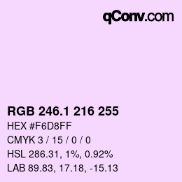 カラーコード: RGB 246.1 216 255 | qconv.com
