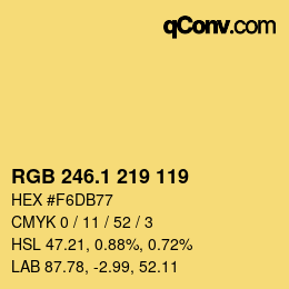 カラーコード: RGB 246.1 219 119 | qconv.com