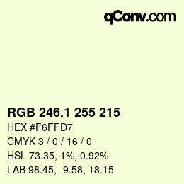Color code: RGB 246.1 255 215 | qconv.com