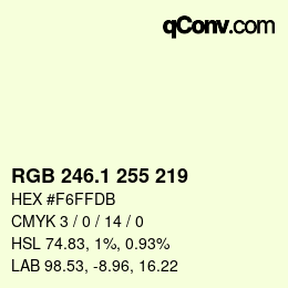 カラーコード: RGB 246.1 255 219 | qconv.com