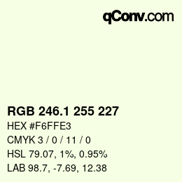 Color code: RGB 246.1 255 227 | qconv.com
