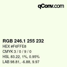 Código de color: RGB 246.1 255 232 | qconv.com