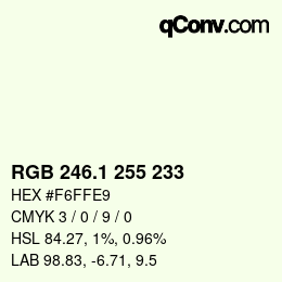 Color code: RGB 246.1 255 233 | qconv.com