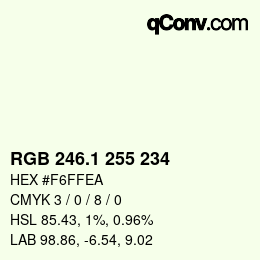 Color code: RGB 246.1 255 234 | qconv.com