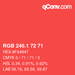 カラーコード: RGB 246.1 72 71 | qconv.com
