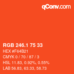 カラーコード: RGB 246.1 75 33 | qconv.com