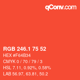 カラーコード: RGB 246.1 75 52 | qconv.com
