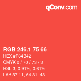 カラーコード: RGB 246.1 75 66 | qconv.com