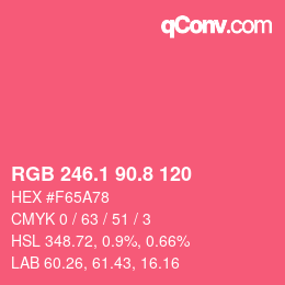 カラーコード: RGB 246.1 90.8 120 | qconv.com