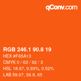 カラーコード: RGB 246.1 90.8 19 | qconv.com