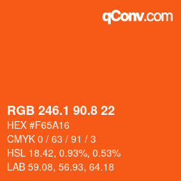 カラーコード: RGB 246.1 90.8 22 | qconv.com